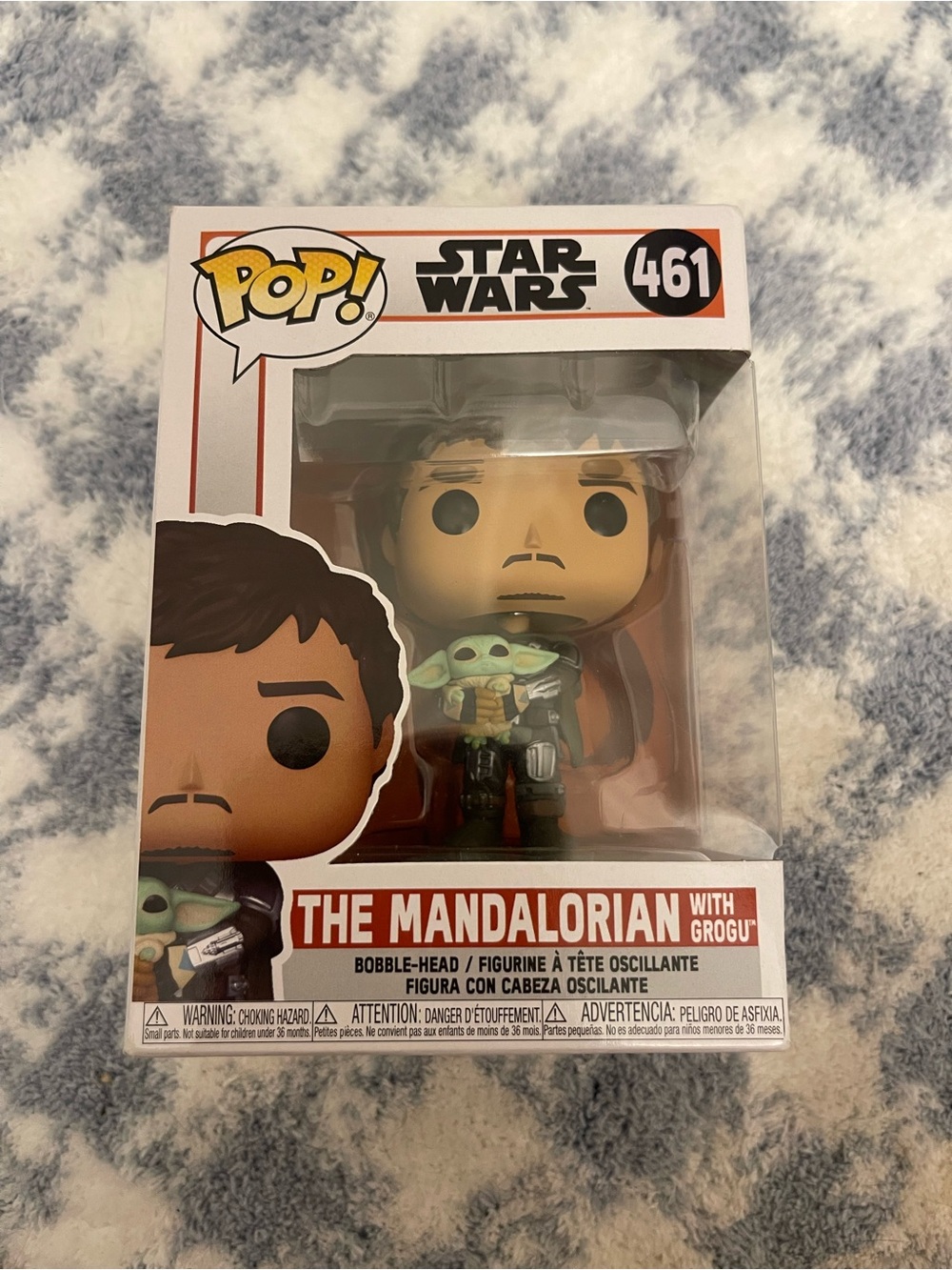 Funko Pop! Star Wars 461 The Mandalorian with Grogu - Green & Tan Box Art